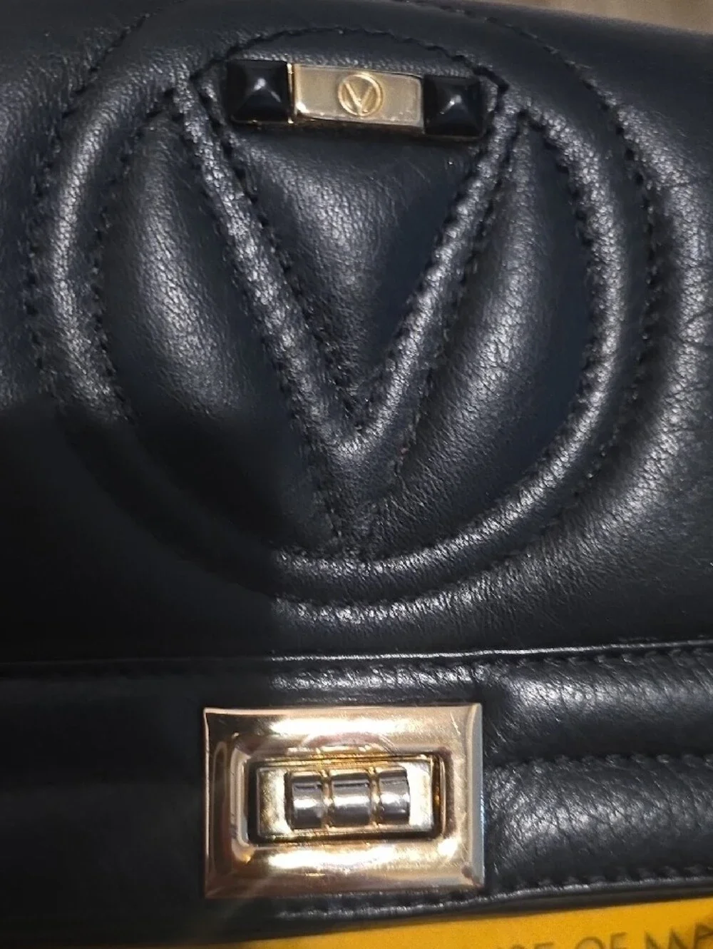 Valentino Black Quilted Leather Chain Shoulder Bag with Matching Wallet